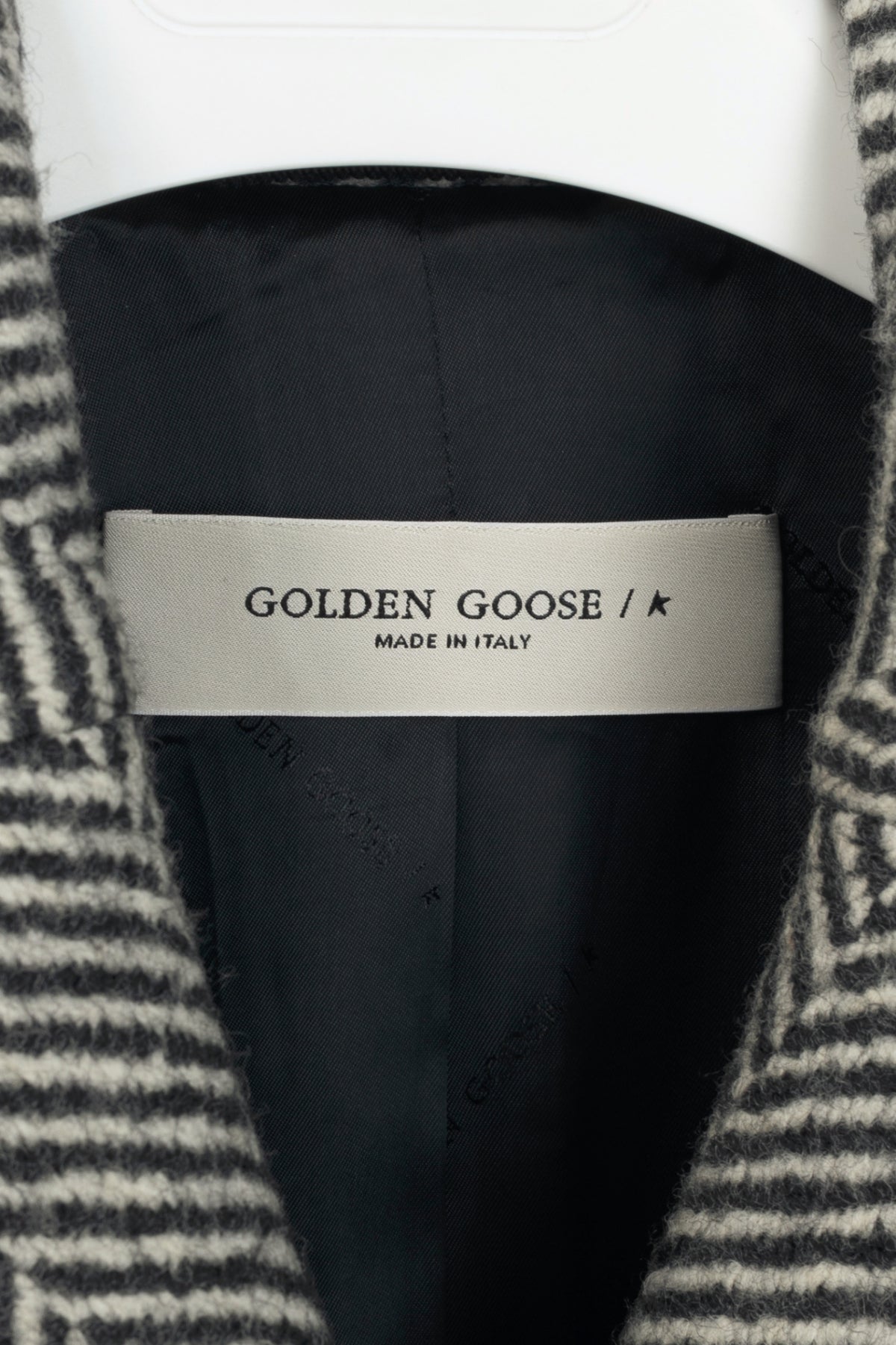 Golden Goose Anthracite Grey Painted Long Herringbone Coat