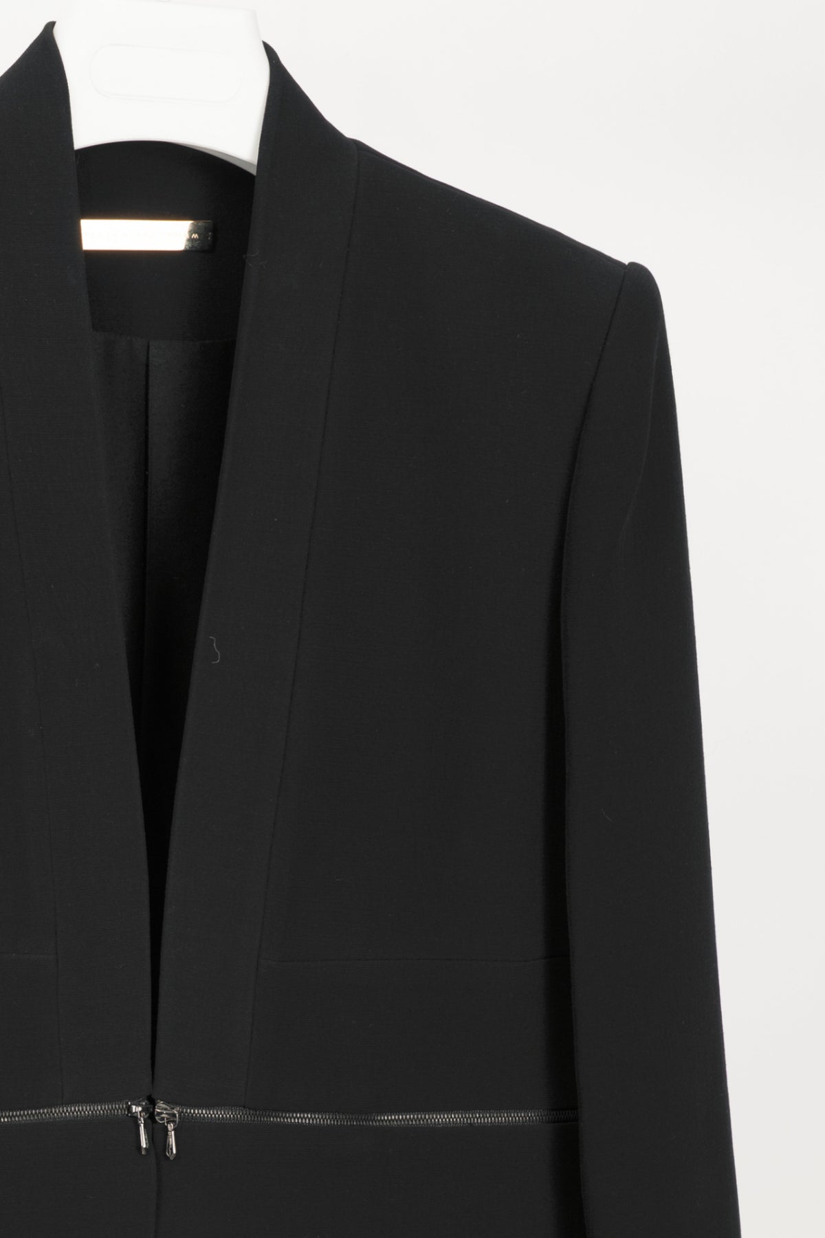 Victoria Beckham Black Silk & Wool Crepe Zip Blazer