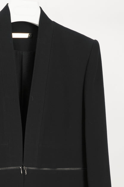 Victoria Beckham Black Silk & Wool Crepe Zip Blazer