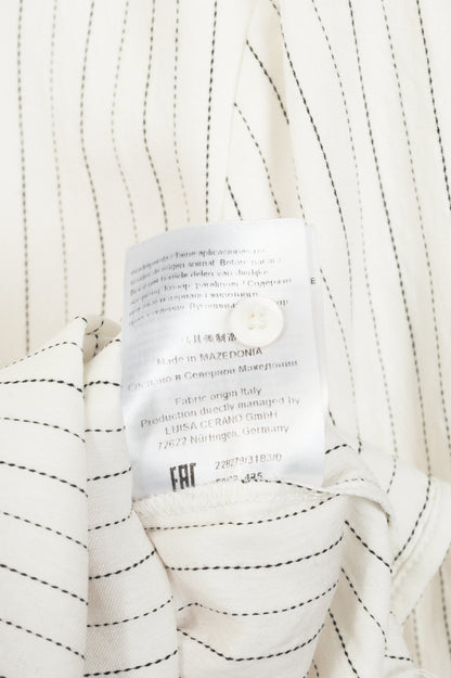 Luisa Cerano White Pinstripe Tie-Neck Viscose Blouse