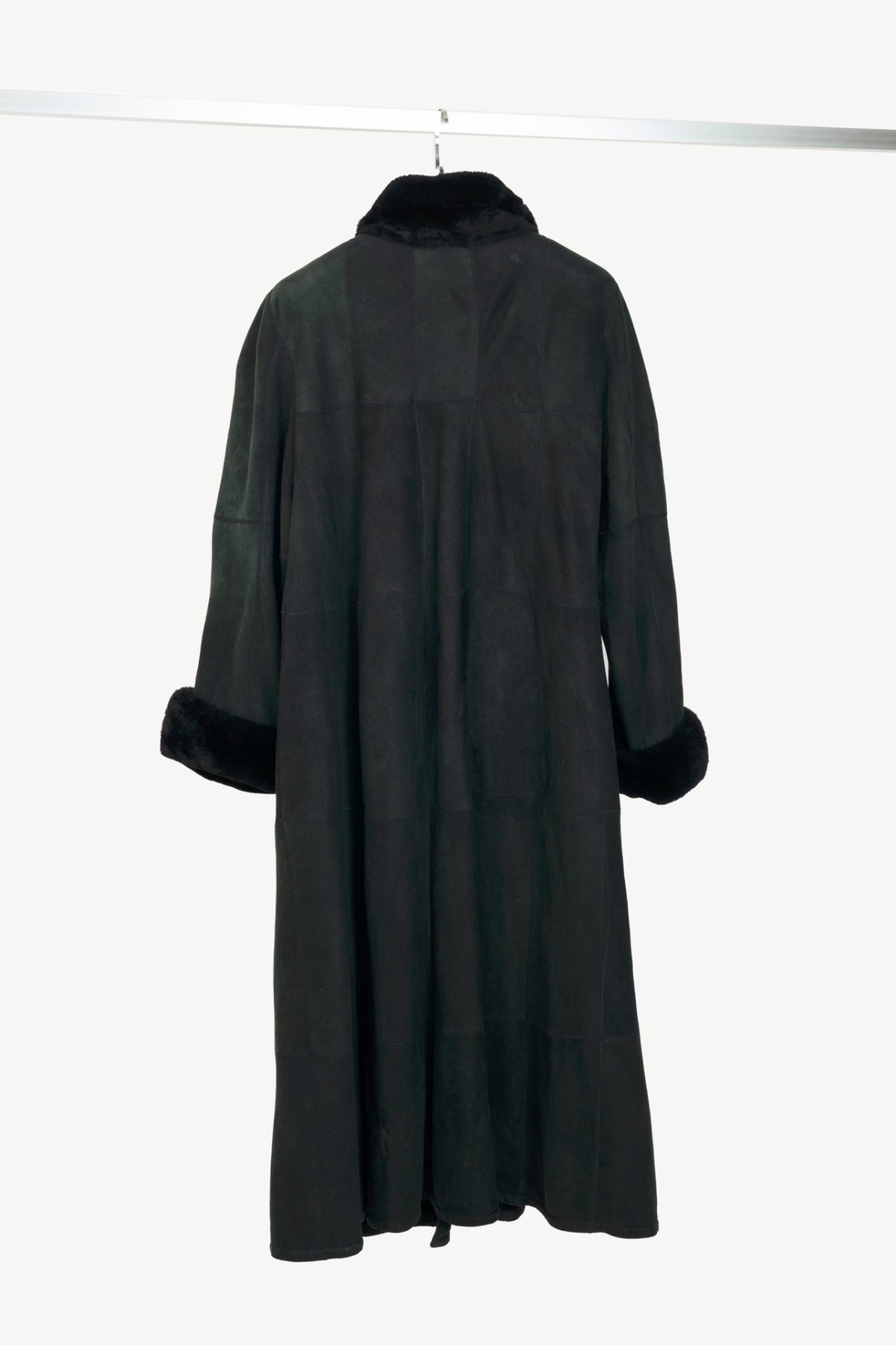 Christ Green Shearling Long Fur-Trim Coat