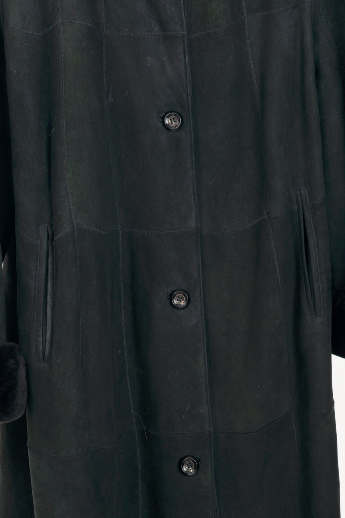Christ Green Shearling Long Fur-Trim Coat