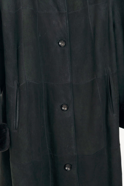 Christ Green Shearling Long Fur-Trim Coat