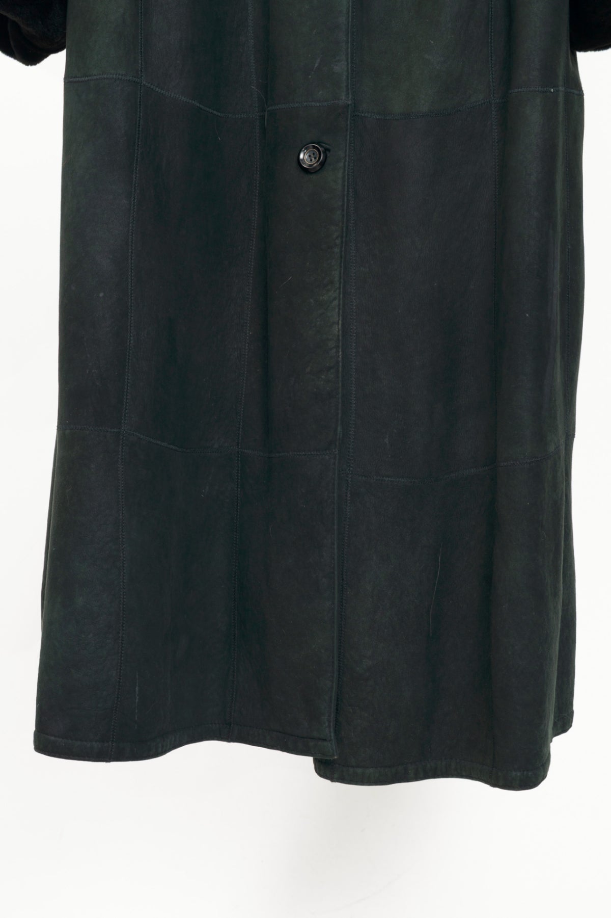 Christ Green Shearling Long Fur-Trim Coat