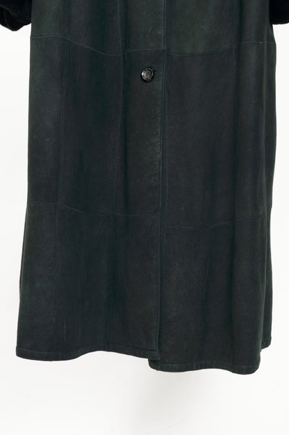 Christ Green Shearling Long Fur-Trim Coat