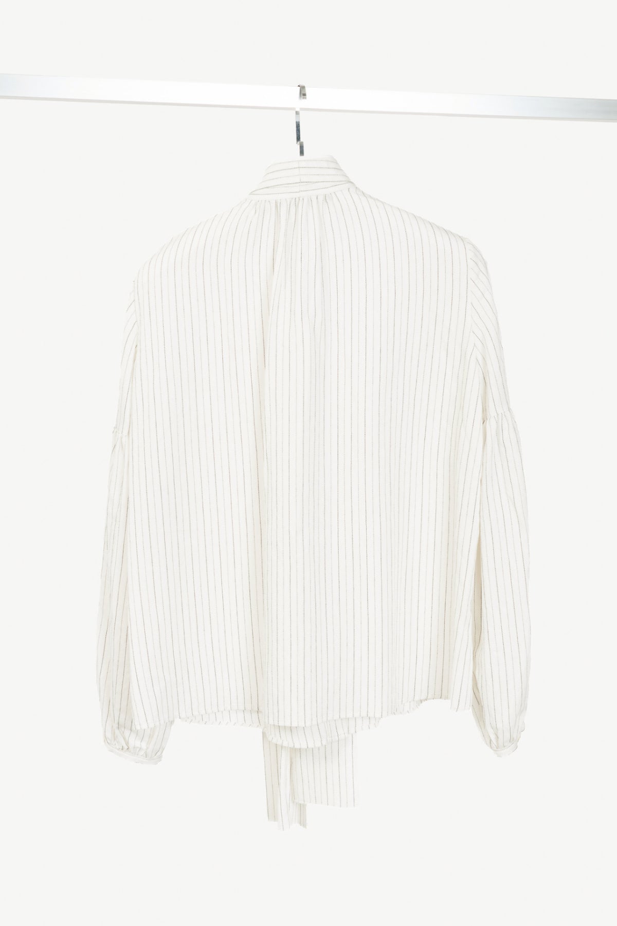 Luisa Cerano White Pinstripe Tie-Neck Viscose Blouse
