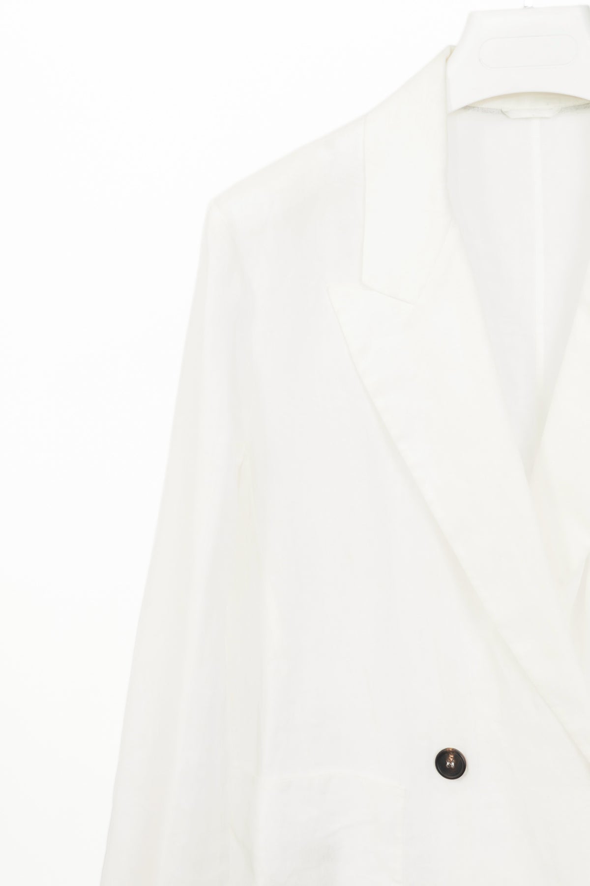 Brunello Cucinelli AW23 Optical White Cotton Organza Double-Breasted Blazer
