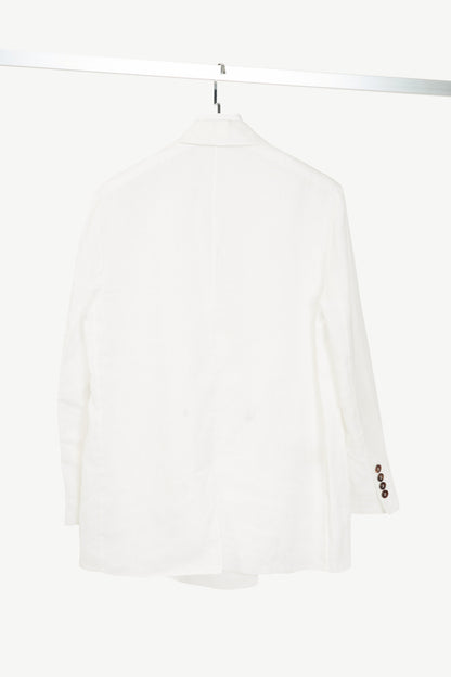 Brunello Cucinelli AW23 Optical White Cotton Organza Double-Breasted Blazer