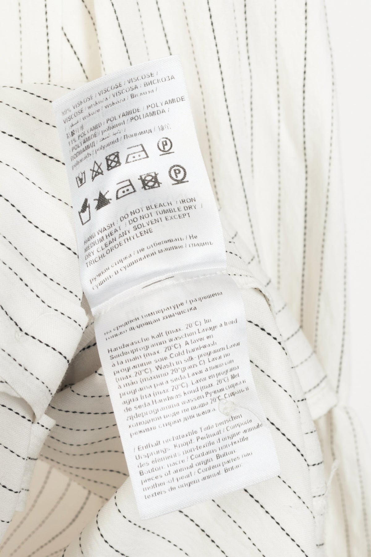 Luisa Cerano White Pinstripe Tie-Neck Viscose Blouse