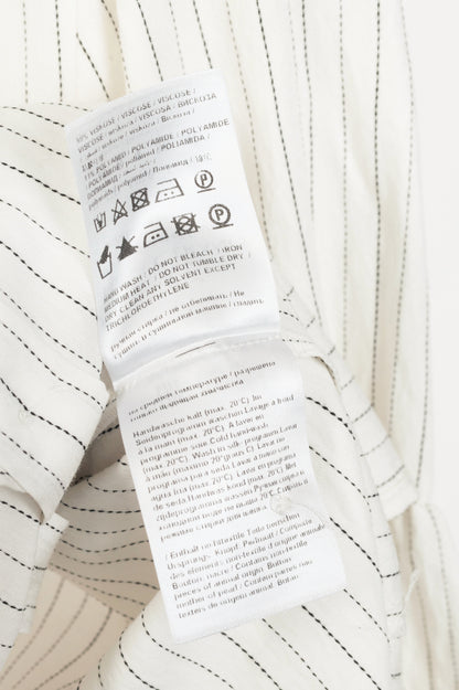Luisa Cerano White Pinstripe Tie-Neck Viscose Blouse