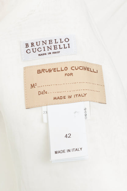 Brunello Cucinelli AW23 Optical White Cotton Organza Double-Breasted Blazer