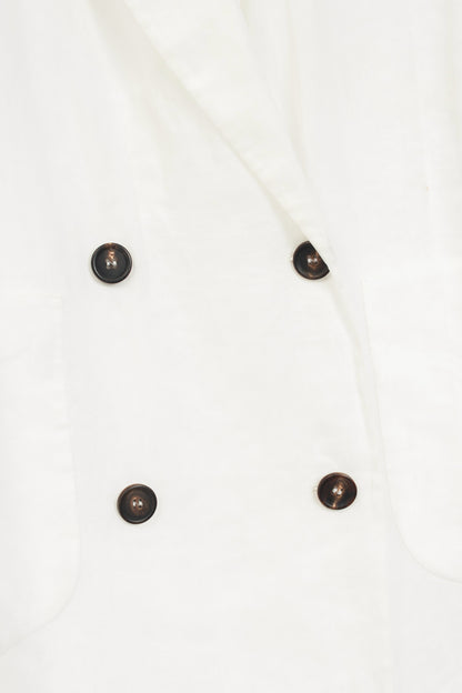 Brunello Cucinelli AW23 Optical White Cotton Organza Double-Breasted Blazer