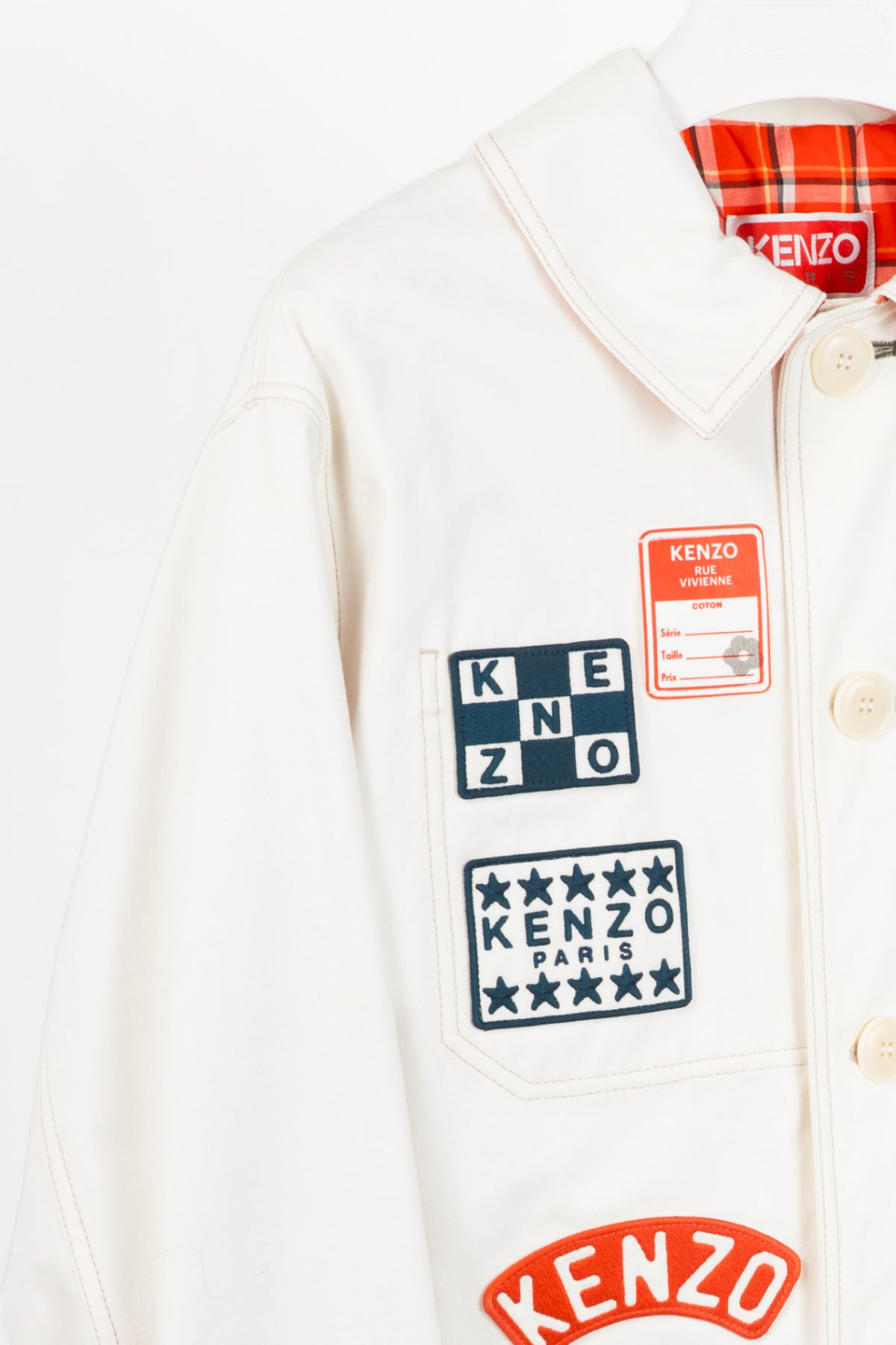 Kenzo SS23 Runway White Sailor Cotton-Denim Logo-Applique Jacket