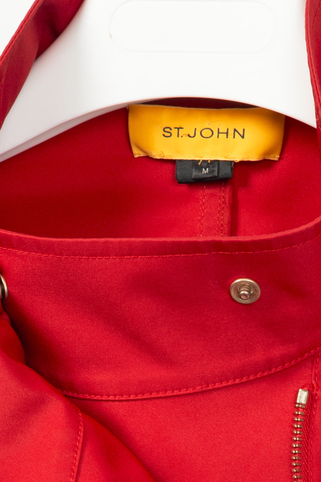 St. John red nylong zip jacket, sz M