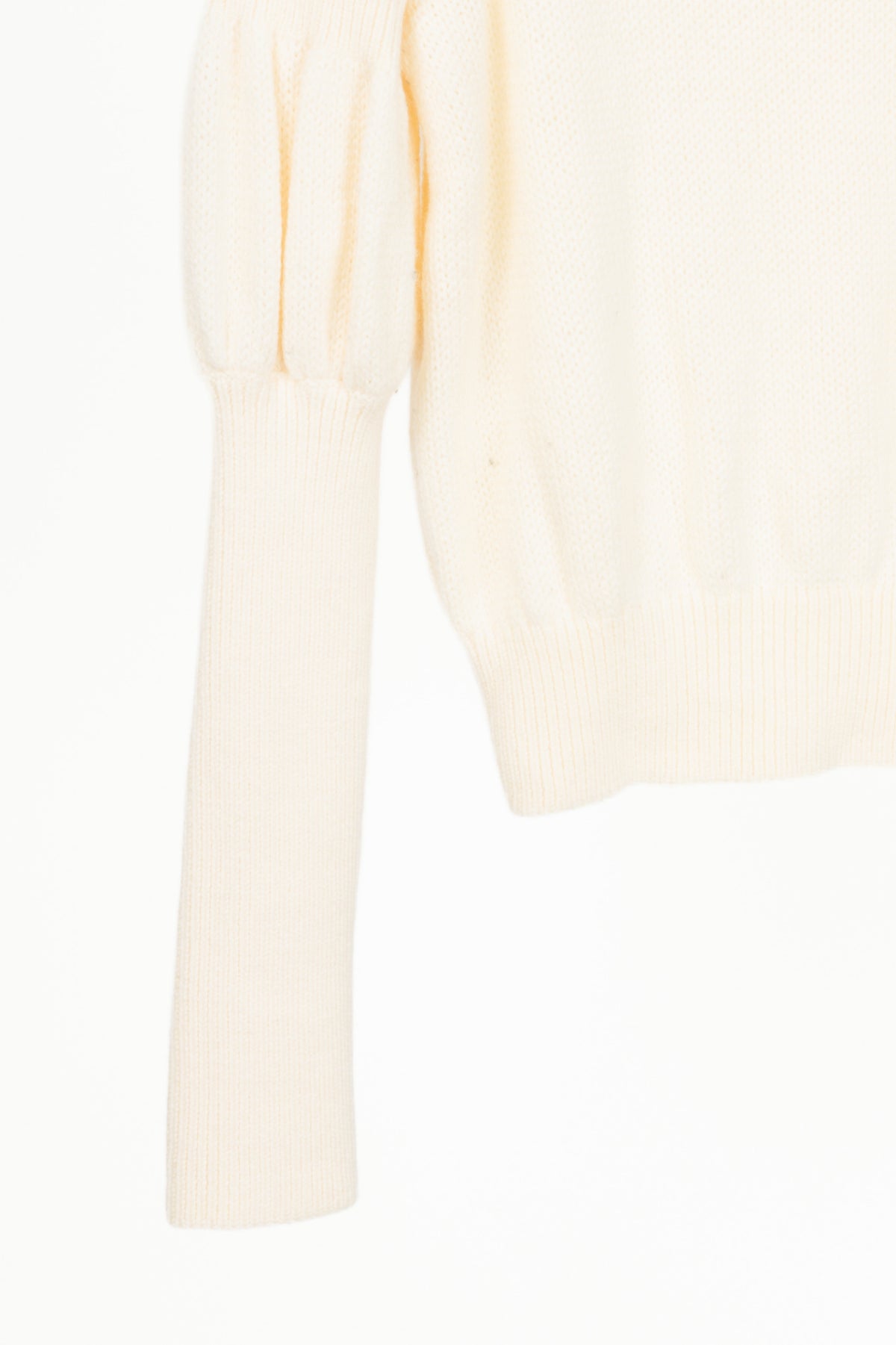 Derek Lam 10 Crosby Ivory High-Neck Puff-Sleeve Wool Sweater