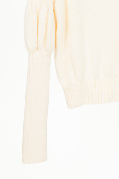 Derek Lam 10 Crosby Ivory High-Neck Puff-Sleeve Wool Sweater