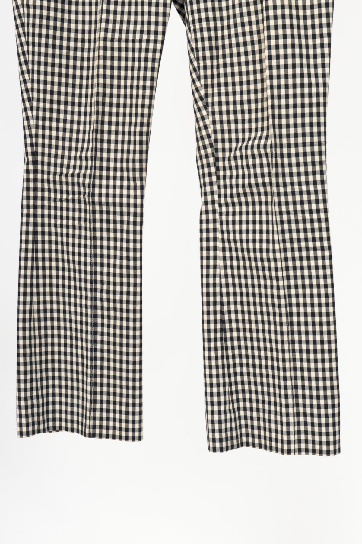 Veronica Beard Tani Black & Ecru Gingham Cotton Kick-Flare Trousers