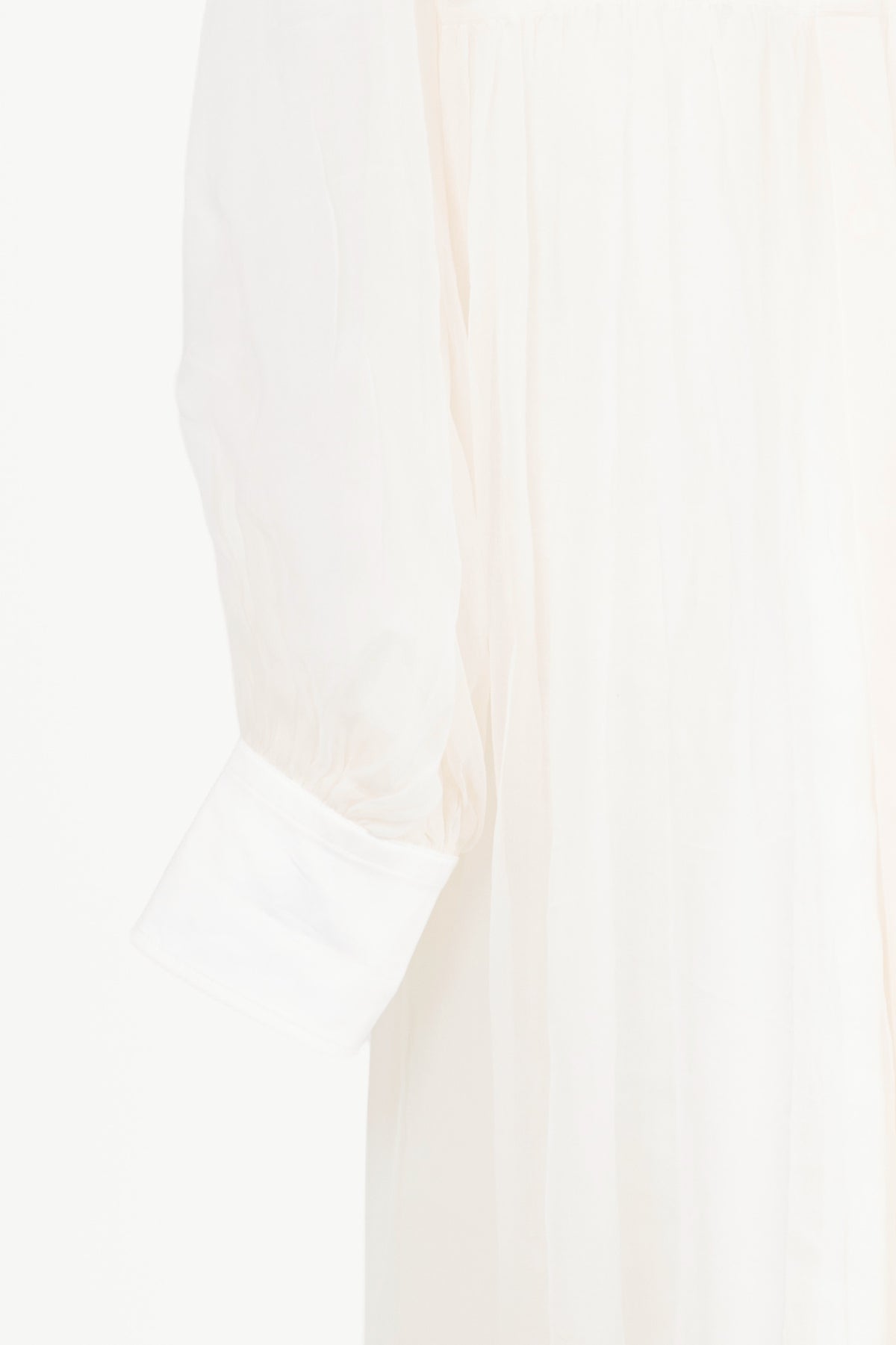 Brunello Cucinelli SS21 Off-White Silk-Crepe Gathered Maxi Shirt Dress