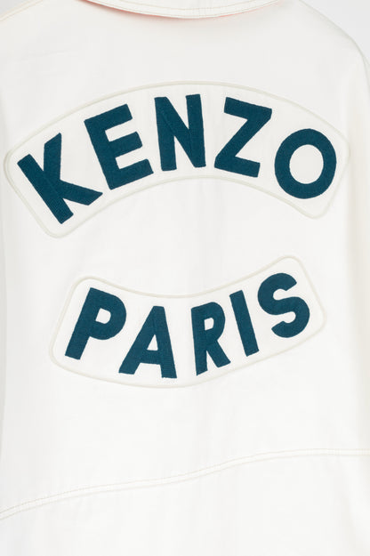 Kenzo SS23 Runway White Sailor Cotton-Denim Logo-Applique Jacket