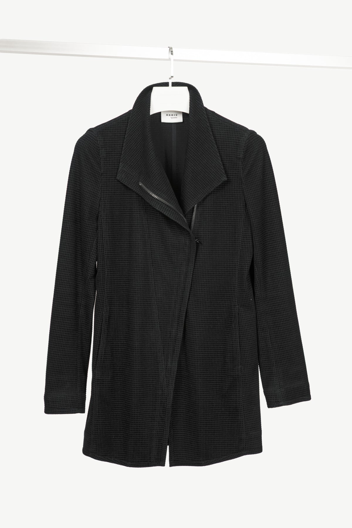 Akris Punto Black Flocked Asymmetrical Zip Moto Jacket