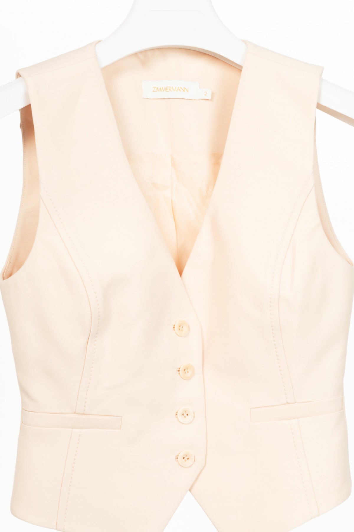 Zimmermann Tama Beige Wool & Viscose Crepe Buttoned Waistcoat