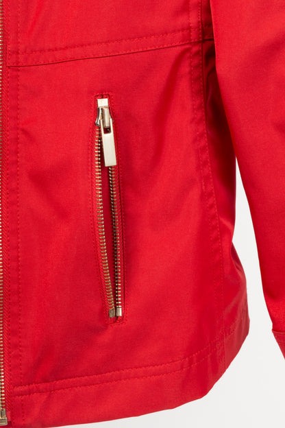 St. John red nylong zip jacket, sz M