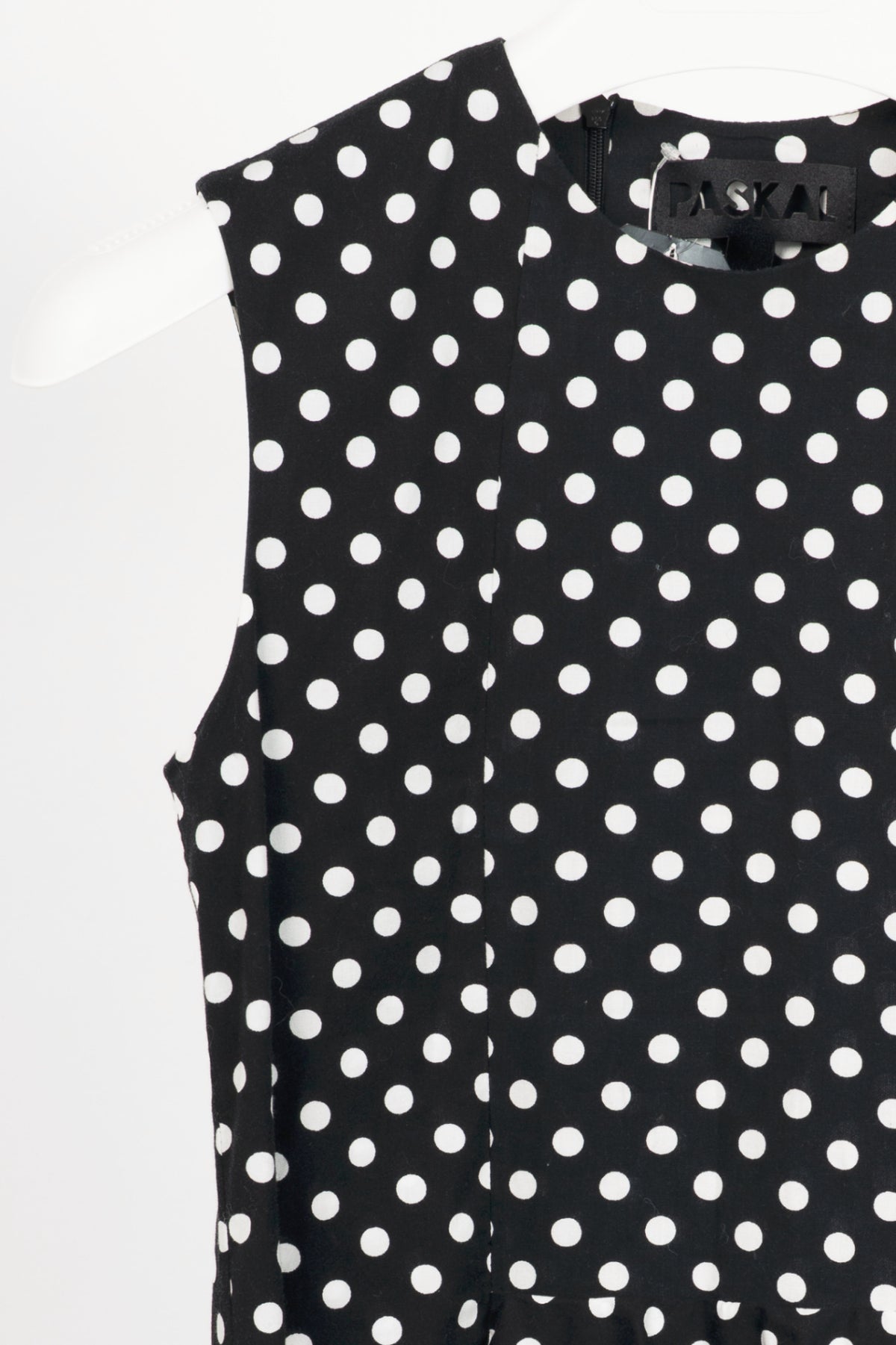 Paskal AW18 Black & White Polka-Dot Cotton Asymmetrical Tiered Dress