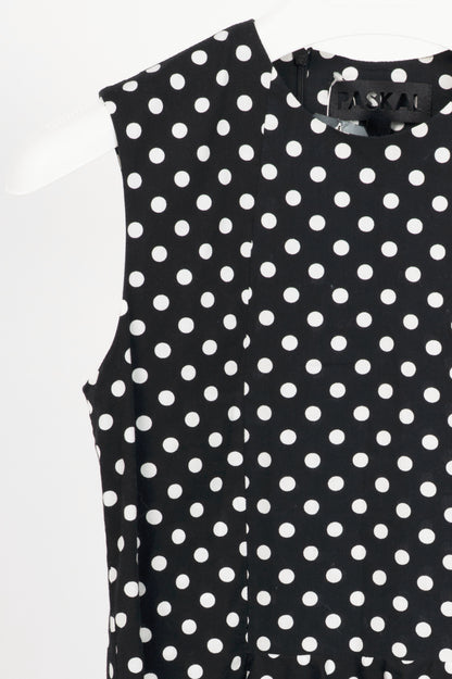 Paskal AW18 Black & White Polka-Dot Cotton Asymmetrical Tiered Dress