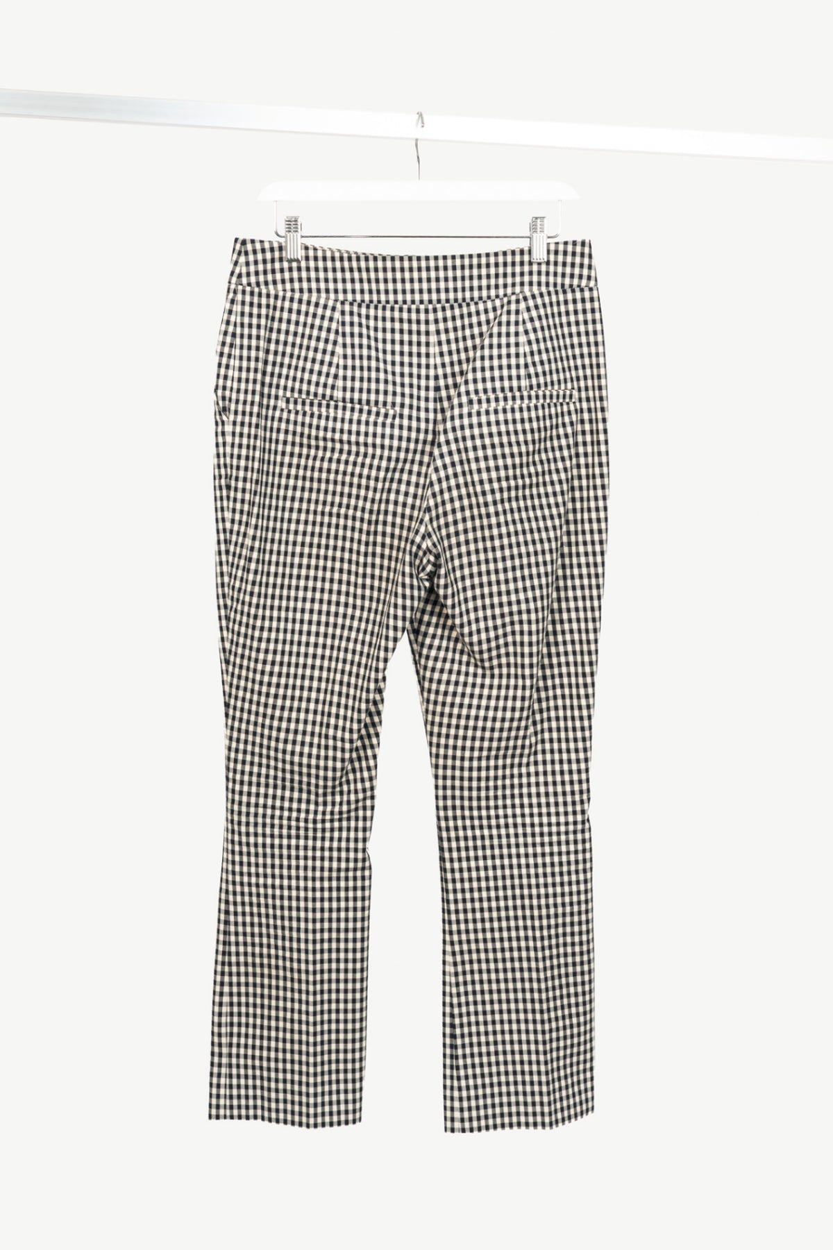 Veronica Beard Tani Black & Ecru Gingham Cotton Kick-Flare Trousers