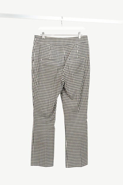 Veronica Beard Tani Black & Ecru Gingham Cotton Kick-Flare Trousers