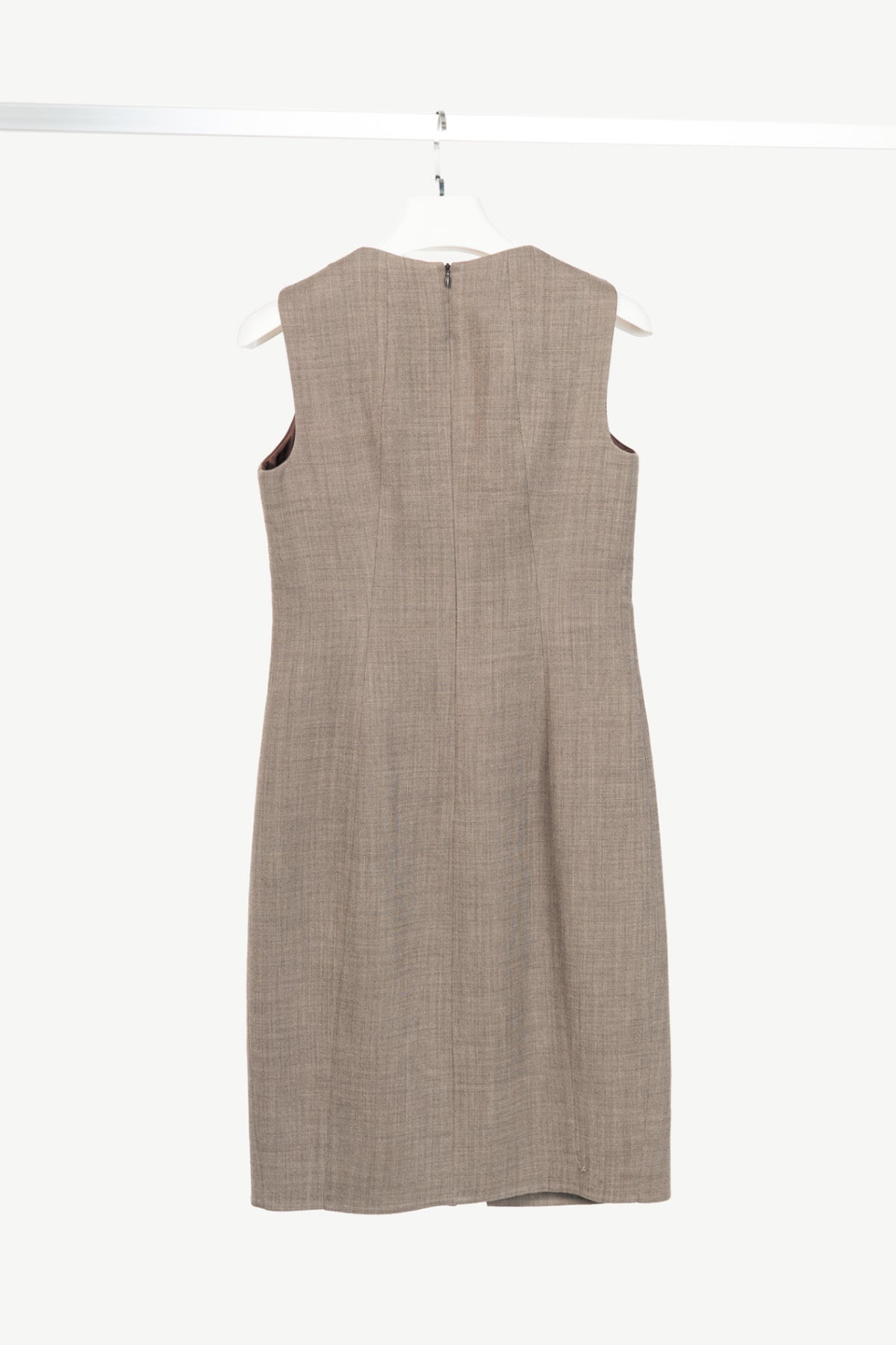 Akris Brown Wool-Blend Asymmetrical Sheath Dress 