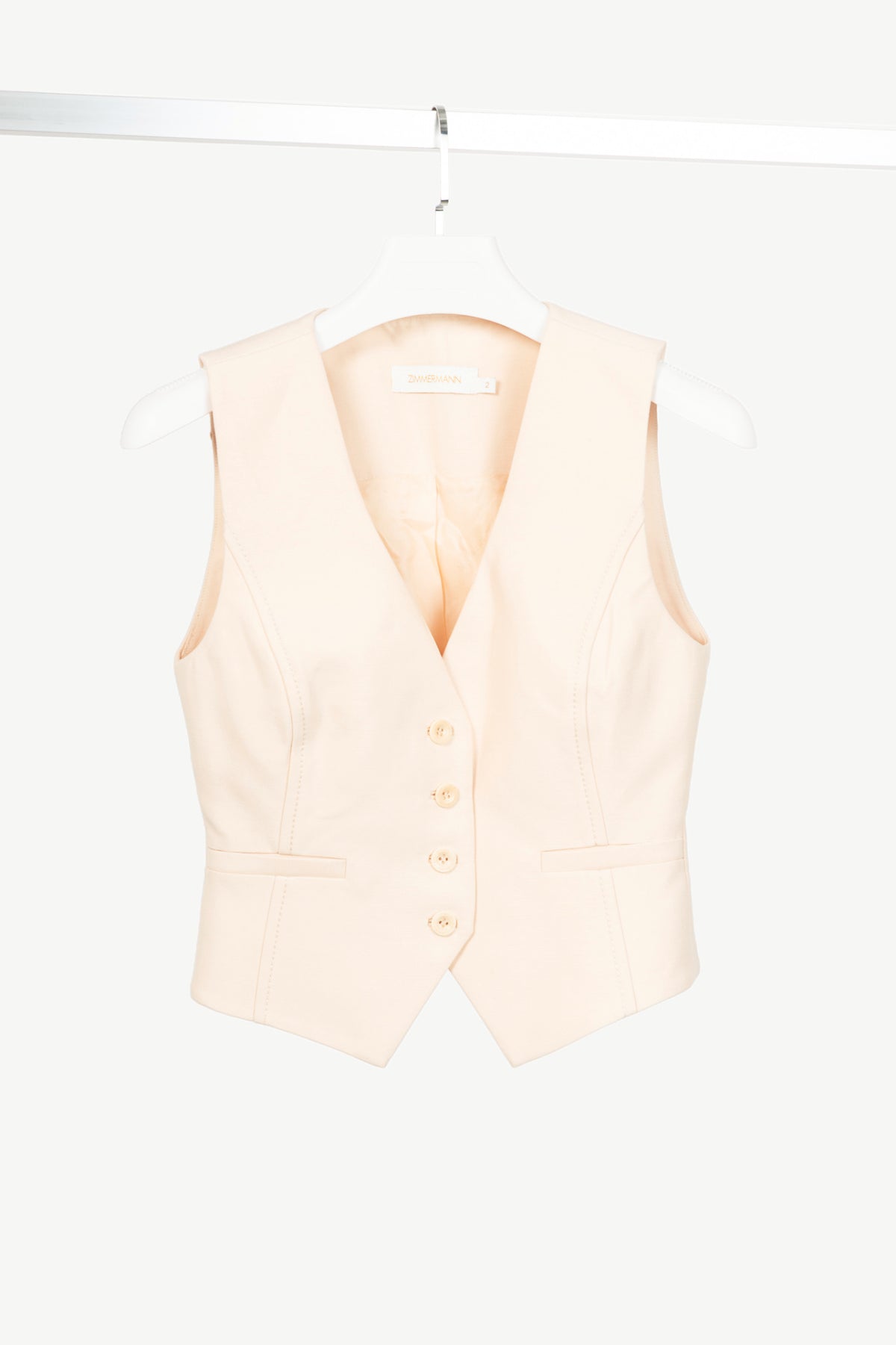 Zimmermann Tama Beige Wool & Viscose Crepe Buttoned Waistcoat