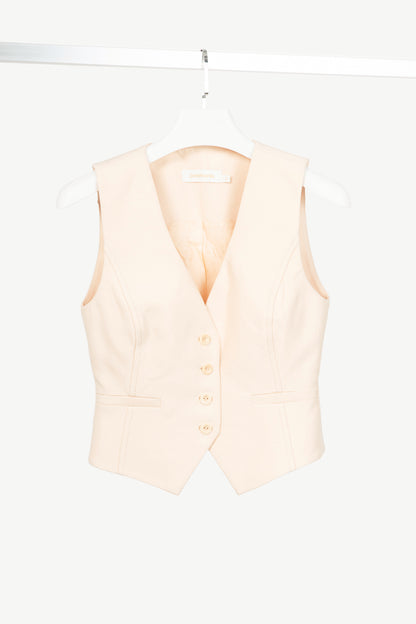 Zimmermann Tama Beige Wool & Viscose Crepe Buttoned Waistcoat