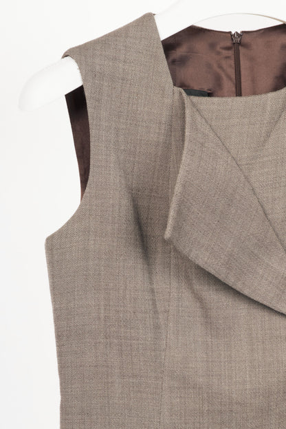 Akris Brown Wool-Blend Asymmetrical Sheath Dress 