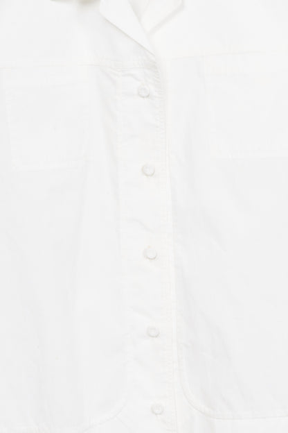 Carven SS16 Blanc Optique Cotton-Poplin Glitter-Collar Buttoned Shirt