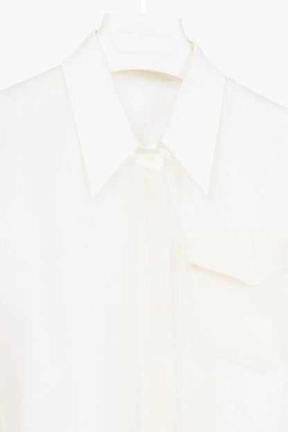 Brunello Cucinelli SS21 Off-White Silk-Crepe Gathered Maxi Shirt Dress