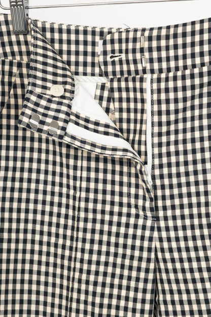Veronica Beard Tani Black & Ecru Gingham Cotton Kick-Flare Trousers