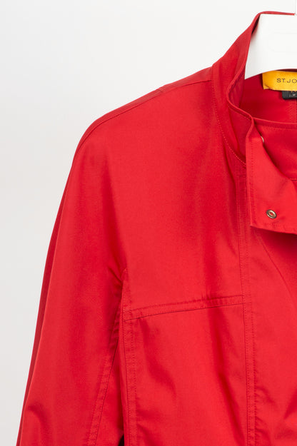 St. John red nylong zip jacket, sz M