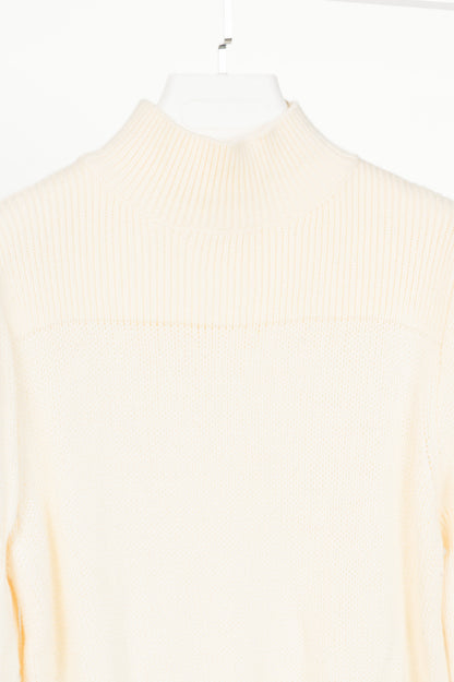 Derek Lam 10 Crosby Ivory High-Neck Puff-Sleeve Wool Sweater
