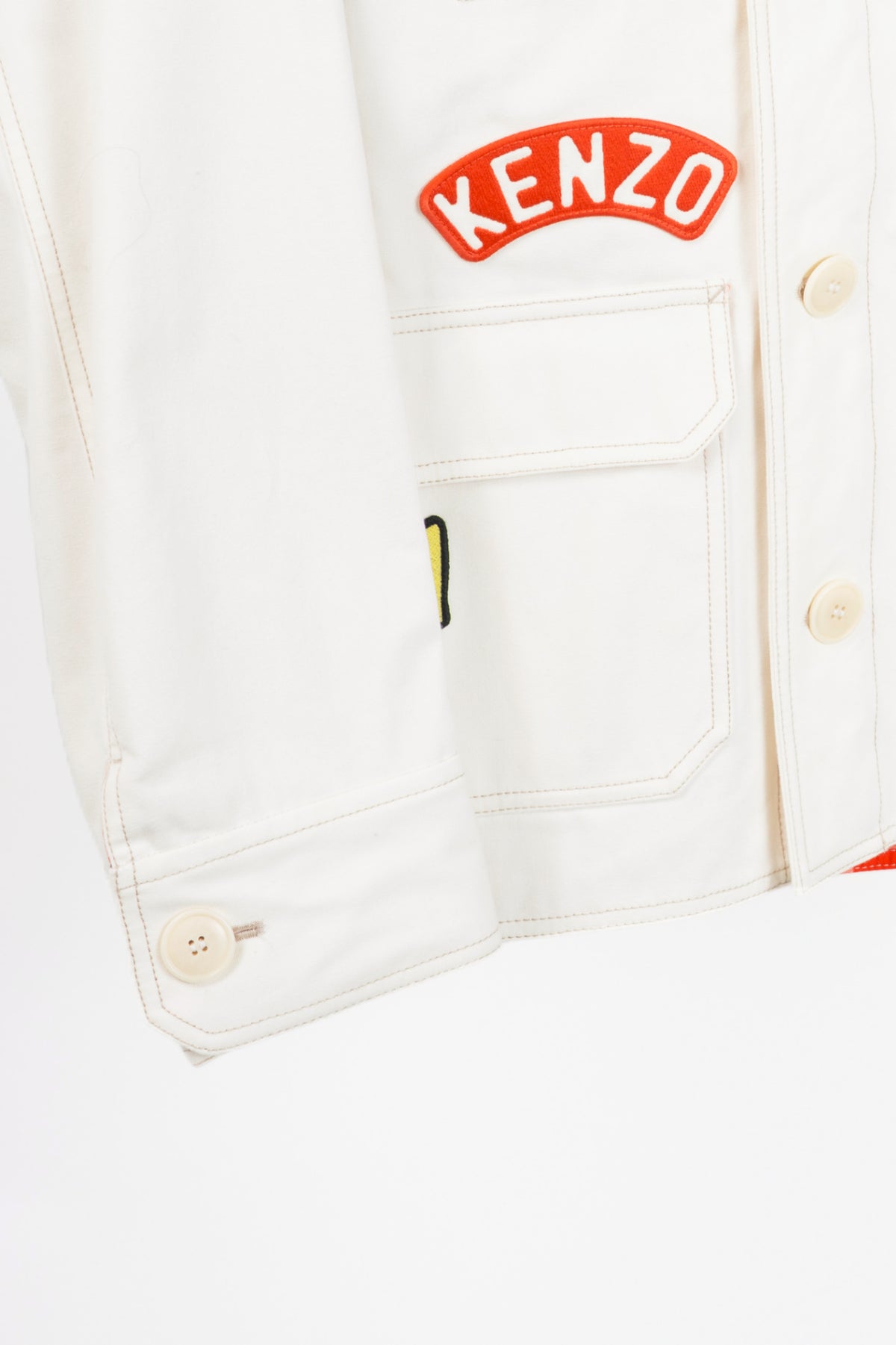 Kenzo SS23 Runway White Sailor Cotton-Denim Logo-Applique Jacket