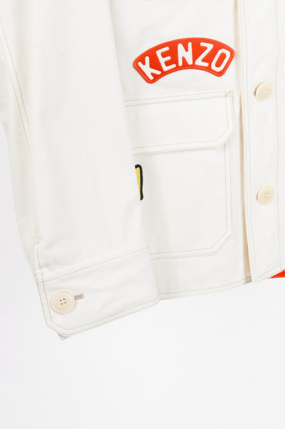 Kenzo SS23 Runway White Sailor Cotton-Denim Logo-Applique Jacket