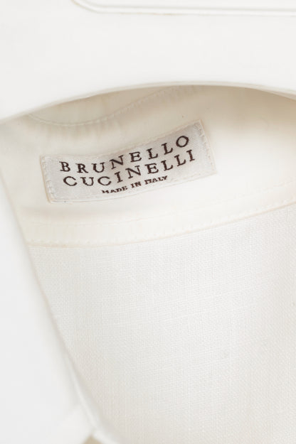 Brunello Cucinelli SS21 Off-White Silk-Crepe Gathered Maxi Shirt Dress