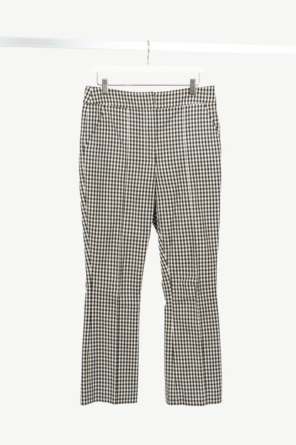Veronica Beard Tani Black & Ecru Gingham Cotton Kick-Flare Trousers