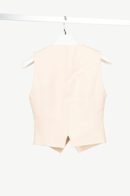 Zimmermann Tama Beige Wool & Viscose Crepe Buttoned Waistcoat