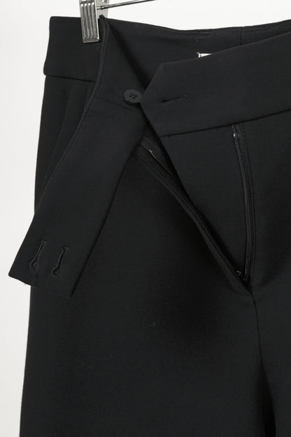Veronica Beard Renzo Black & Gold Crest Button Cropped Slim-Leg Pants