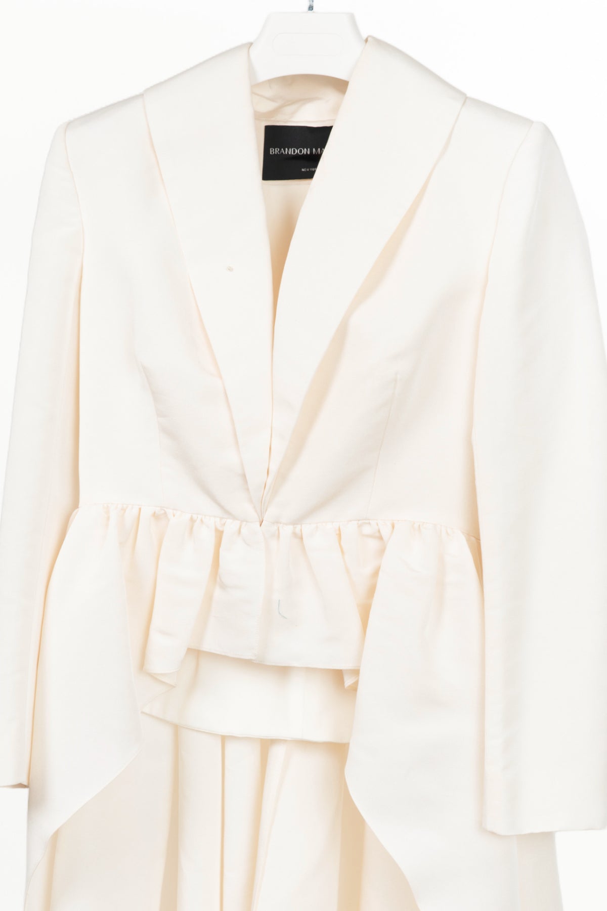 Brand Maxwell white tuxedo coat w/ tail hem