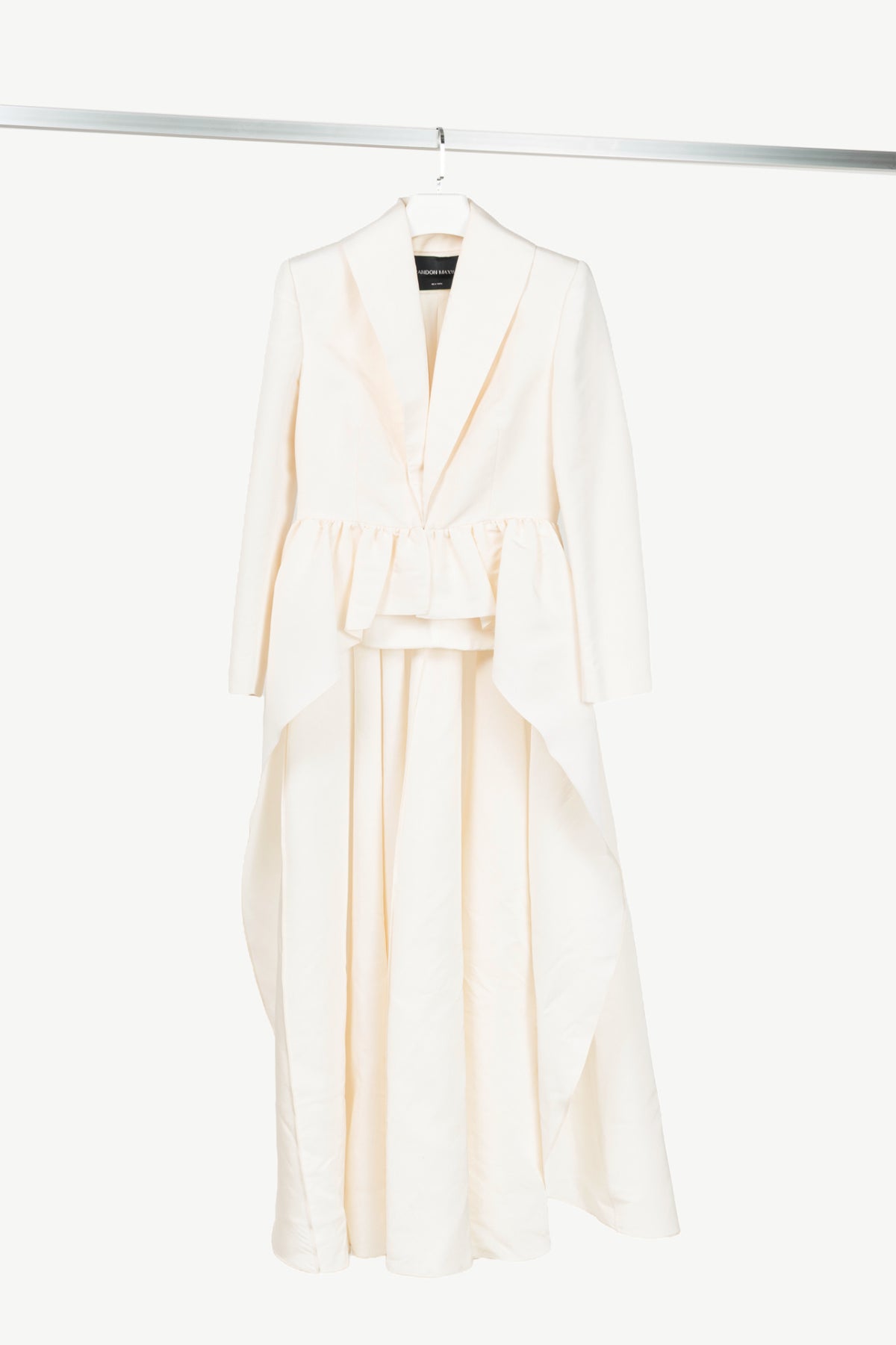 Brand Maxwell white tuxedo coat w/ tail hem