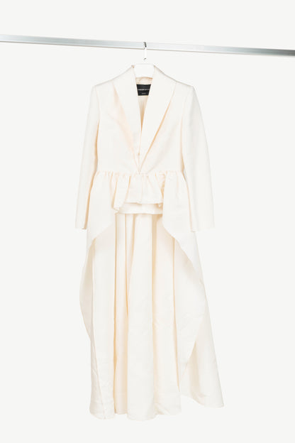 Brand Maxwell white tuxedo coat w/ tail hem