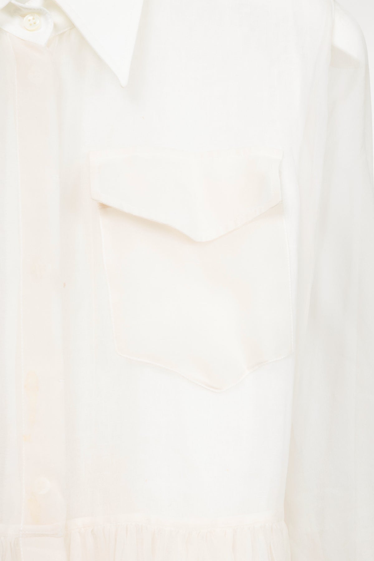 Brunello Cucinelli SS21 Off-White Silk-Crepe Gathered Maxi Shirt Dress