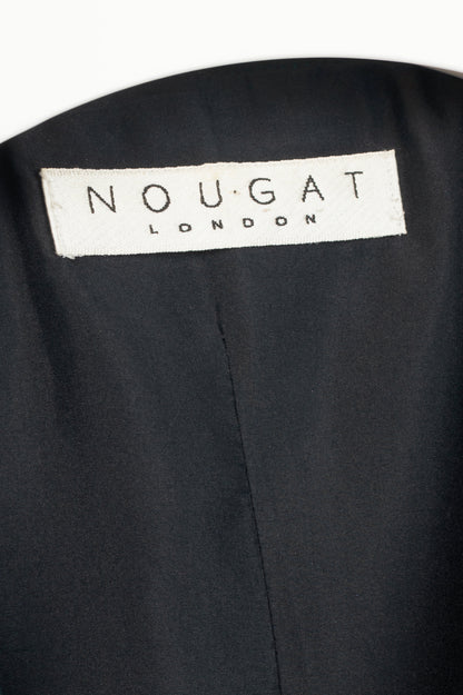 Nougat London Teal Embroidered Silk Shantung-Satin Coat